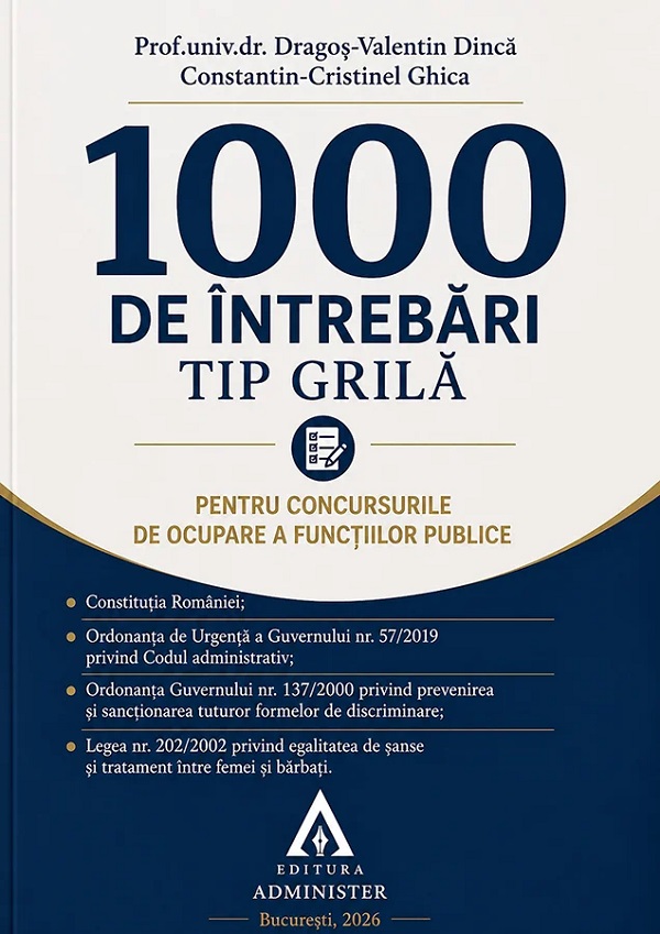 Coperta cărții '1000 de întrebări tip grilă - Dragoș-Valentin Dincă, Constantin-Cristinel Ghica'