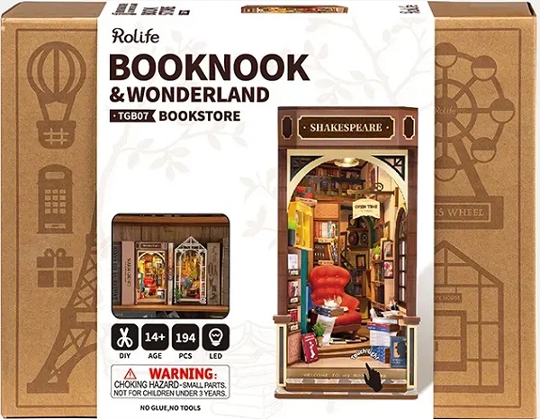 Imaginea produsului 'Puzzle 3D DIY Book Nook and Wonderland: Biblioteca lui Shakespeare'