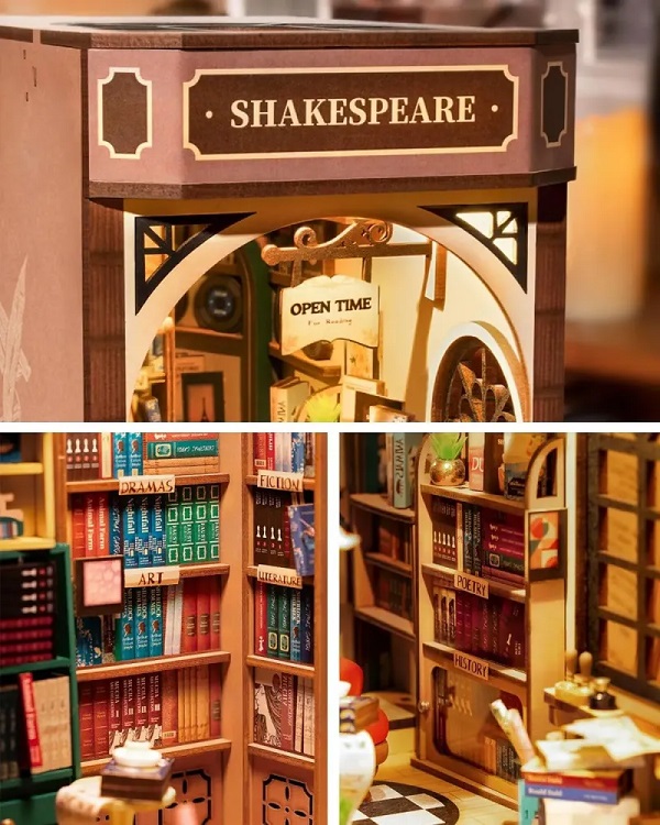 Imaginea produsului 'Puzzle 3D DIY Book Nook and Wonderland: Biblioteca lui Shakespeare'