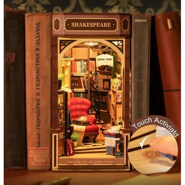 Puzzle 3D DIY Book Nook and Wonderland: Biblioteca lui Shakespeare 