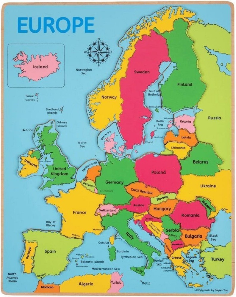 Imaginea produsului 'Puzzle din lemn. Harta Europei'