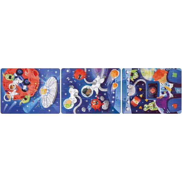 Puzzle 3 in 1. Aventura in spatiu si 12 piese storytelling