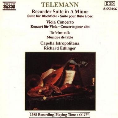 CD Telemann - Recorder suite in A minor, Viola concerto, Tafelmusik