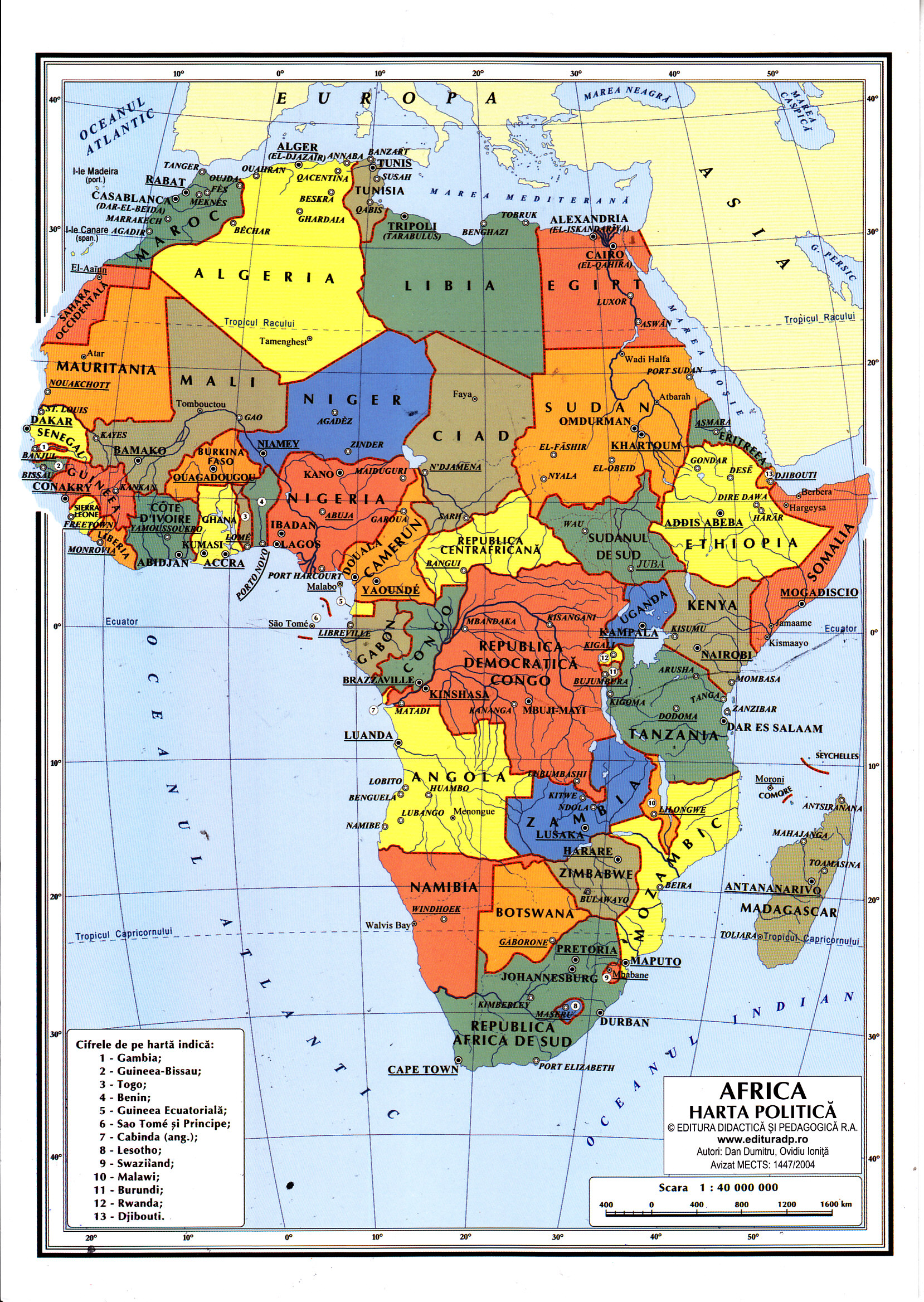 Harta Africa (Fizica) + Africa (Politica)