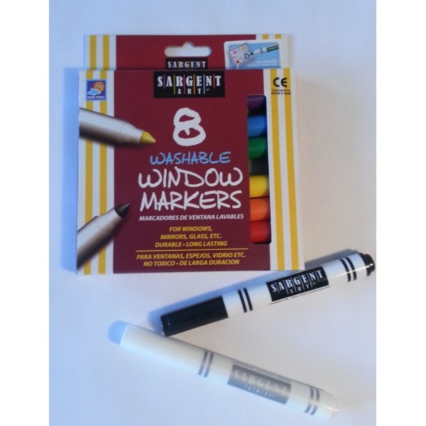 Marker lavabil pentru sticla - set 8 culori