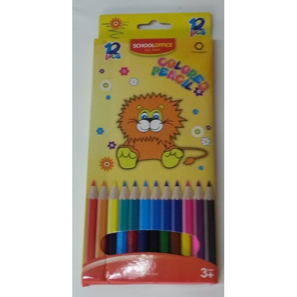 Creioane color - Set 12  culori School Office - lungi