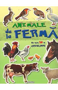 Coperta cărții 'Animale de la ferma cu peste 50 de abtibilduri'