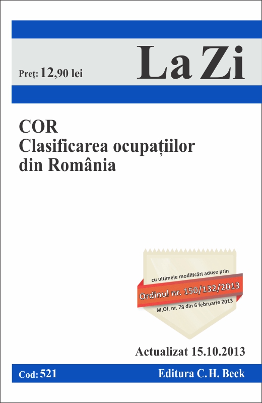 COR Clasificarea ocupatiilor din Romania Act. 15.10.2013