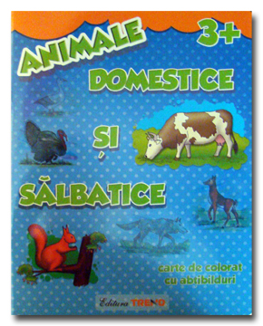 Animale domestice si salbatice 3+ - Carte de colorat cu abtibilduri