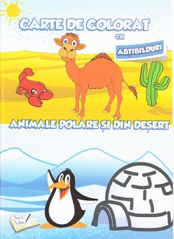 Animale polare si din desert - Carte de colorat cu abtibilduri