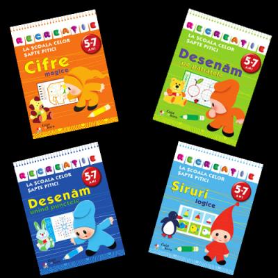 Pachet 4 carti - Recreatie la scoala Celor Sapte Pitici 5-7 ani