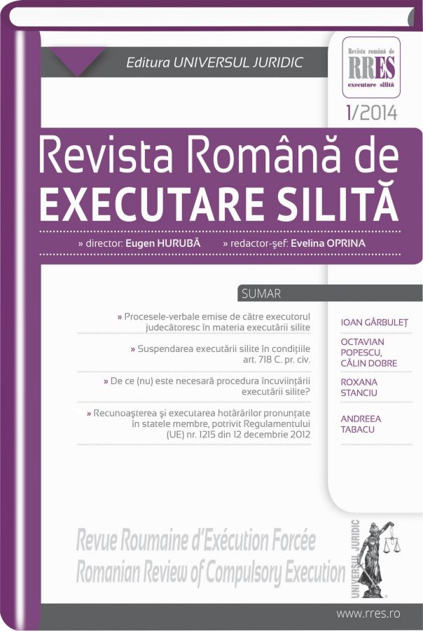 Revista Romana De Executare Silita 1/2014