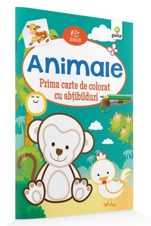Animale - Prima carte de colorat cu abtibilduri 2 ani+