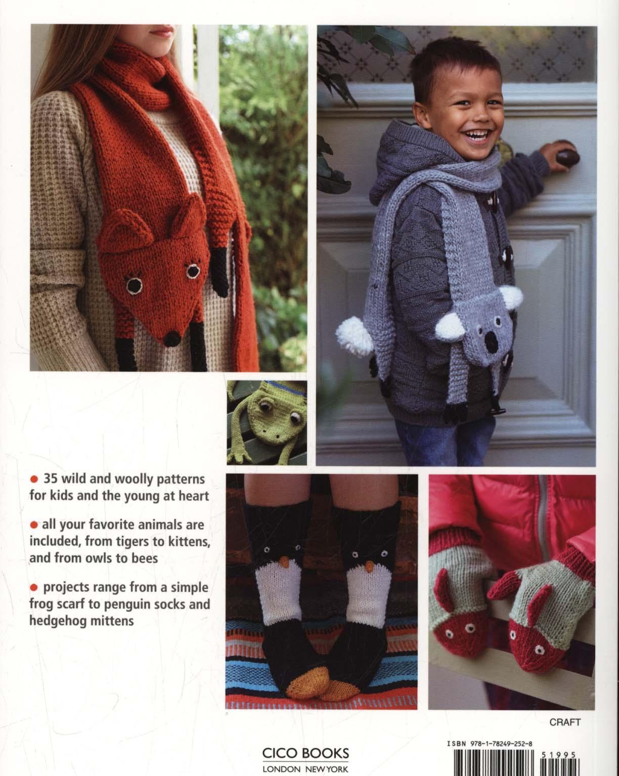 Knitted Animal Scarves, Mitts, and Socks