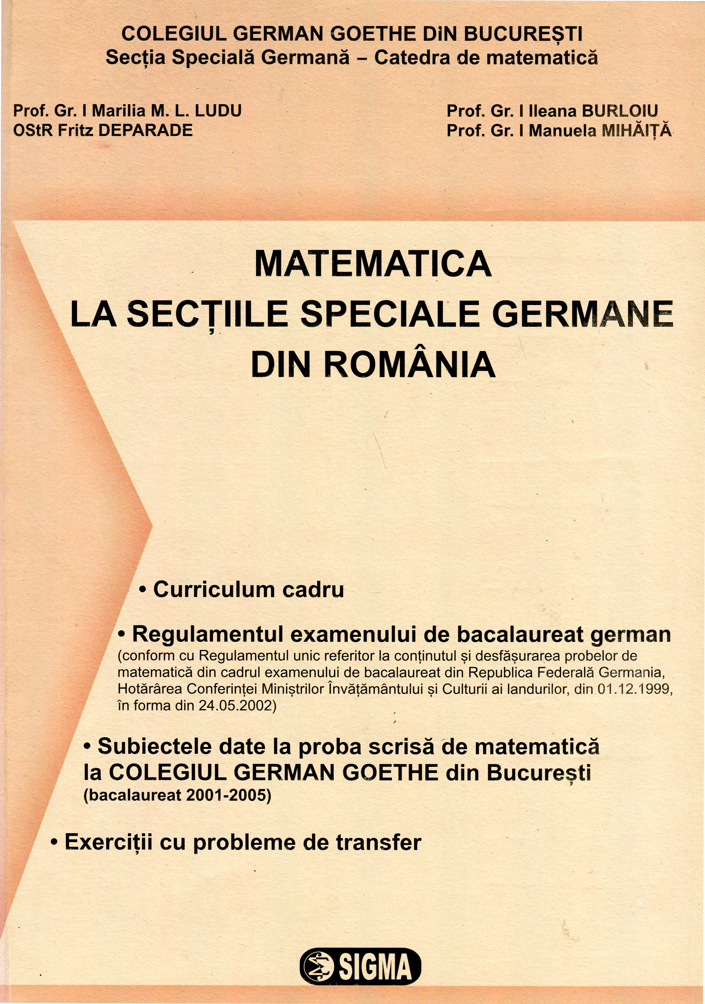 Matematica la sectiile speciale germane din romania - Bilingv - Marilia M.l. Ludu