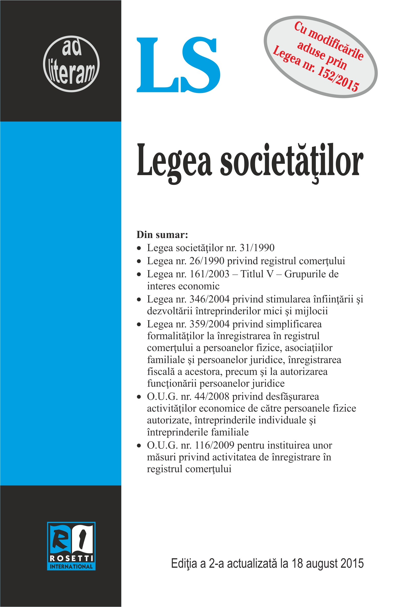 Legea Societatilor Act. 18 August 2015