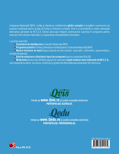 Evaluare Nationala 2016 Romana  - Anca Davidoiu-Roman, Mihaela Dobos