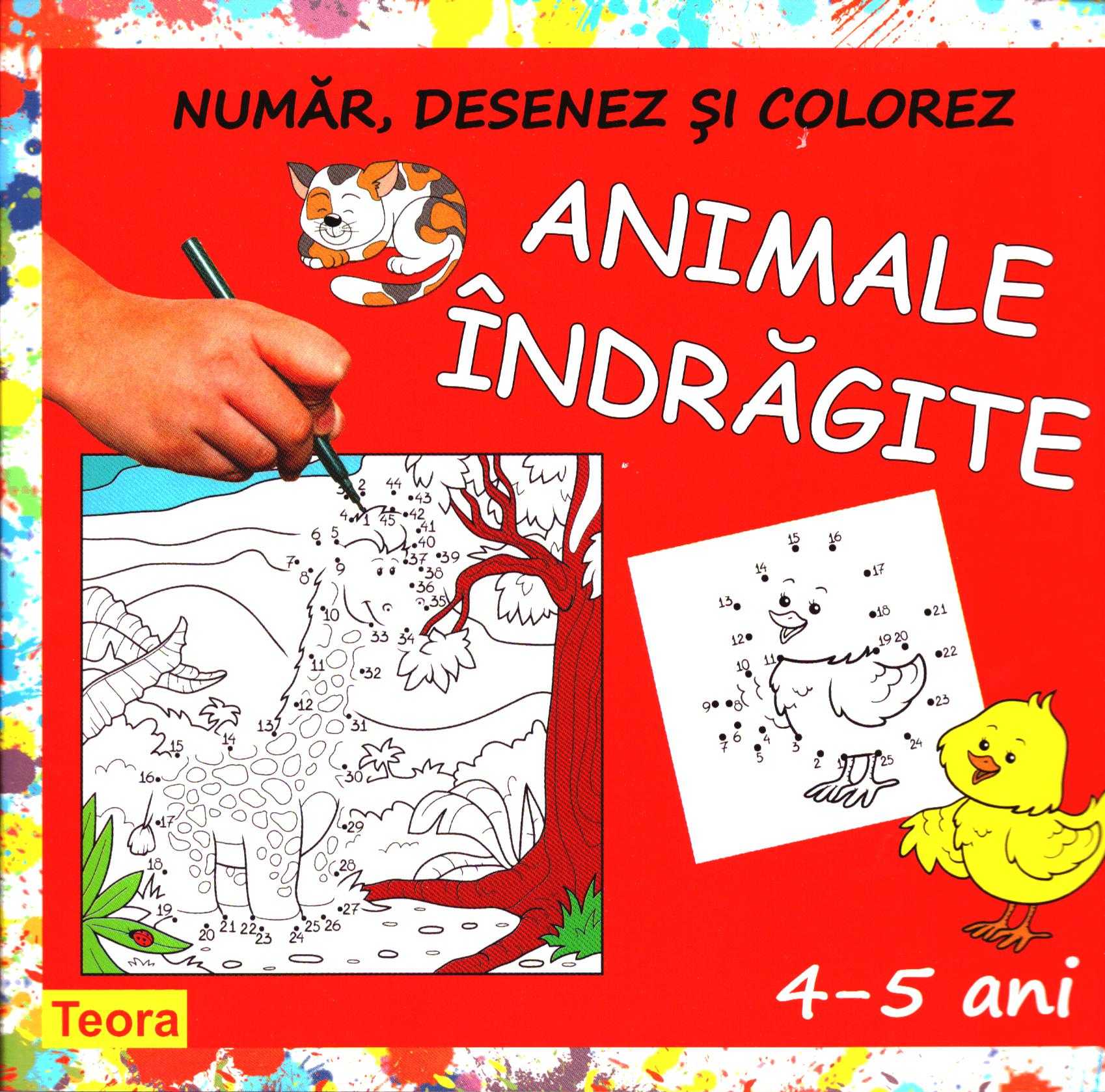 Animale indragite - Numar, desenez si colorez