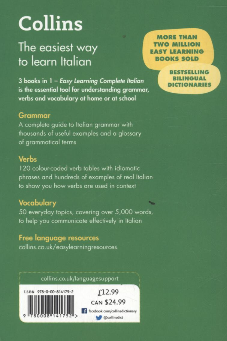 Easy Learning Complete Italian Grammar, Verbs and Vocabulary