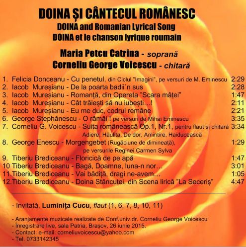 CD Doina Si Cantecul Romanesc - Maria Petcu Catrina - Soprana, Corneliu George Voicescu - Chitara