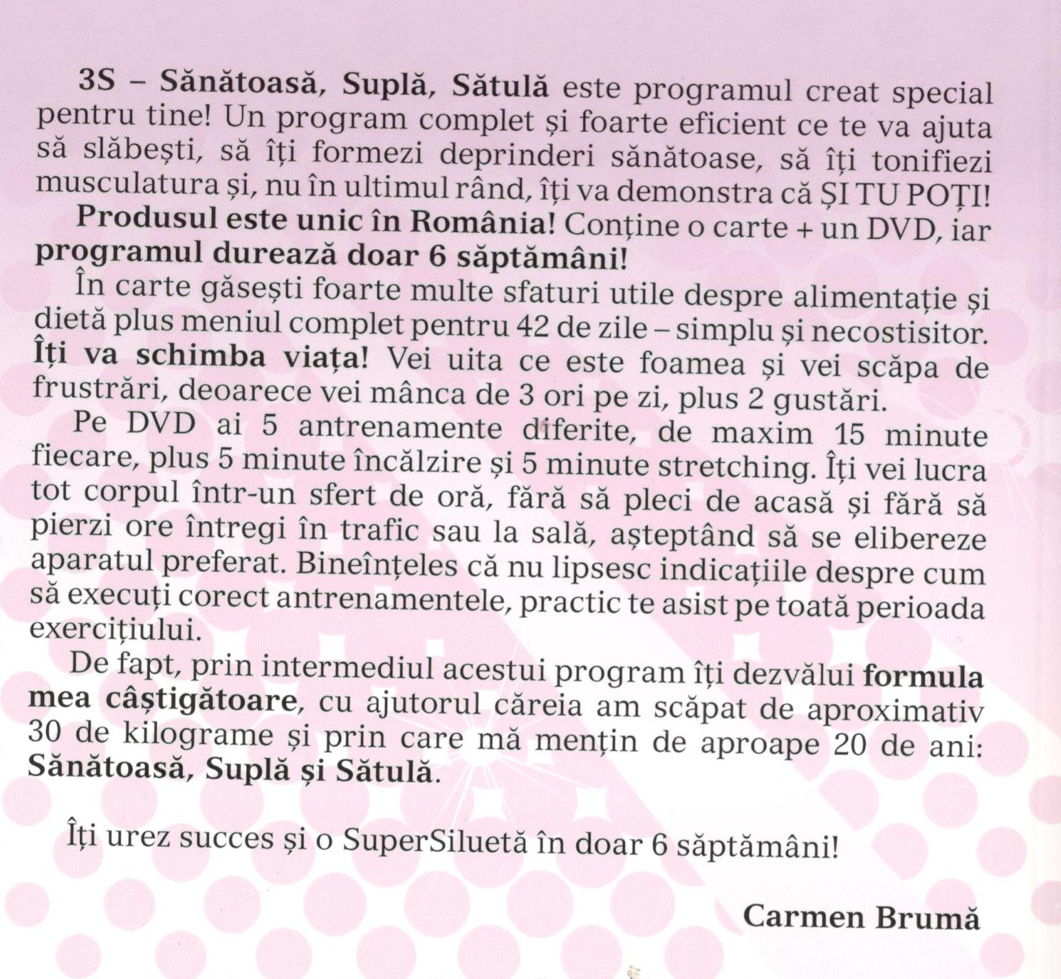Pachet 3S - Sanatoasa, supla, satula + Dvd + Jurnal de gravida - Carmen Bruma