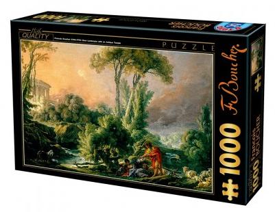 Puzzle 1000. Francois Boucher: River Landscape with an Antique Temple