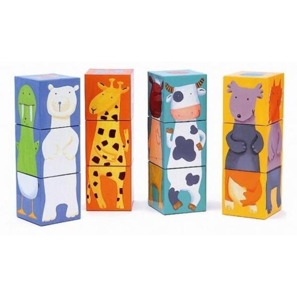 12 Cubes, Animaux couleurs. Cuburi animale