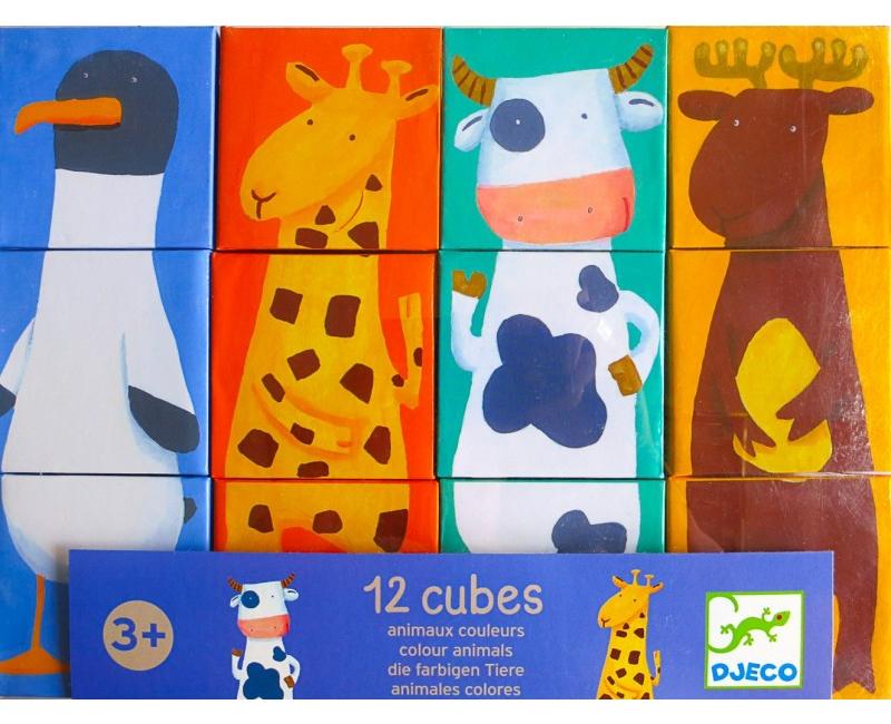 12 Cubes, Animaux couleurs. Cuburi animale
