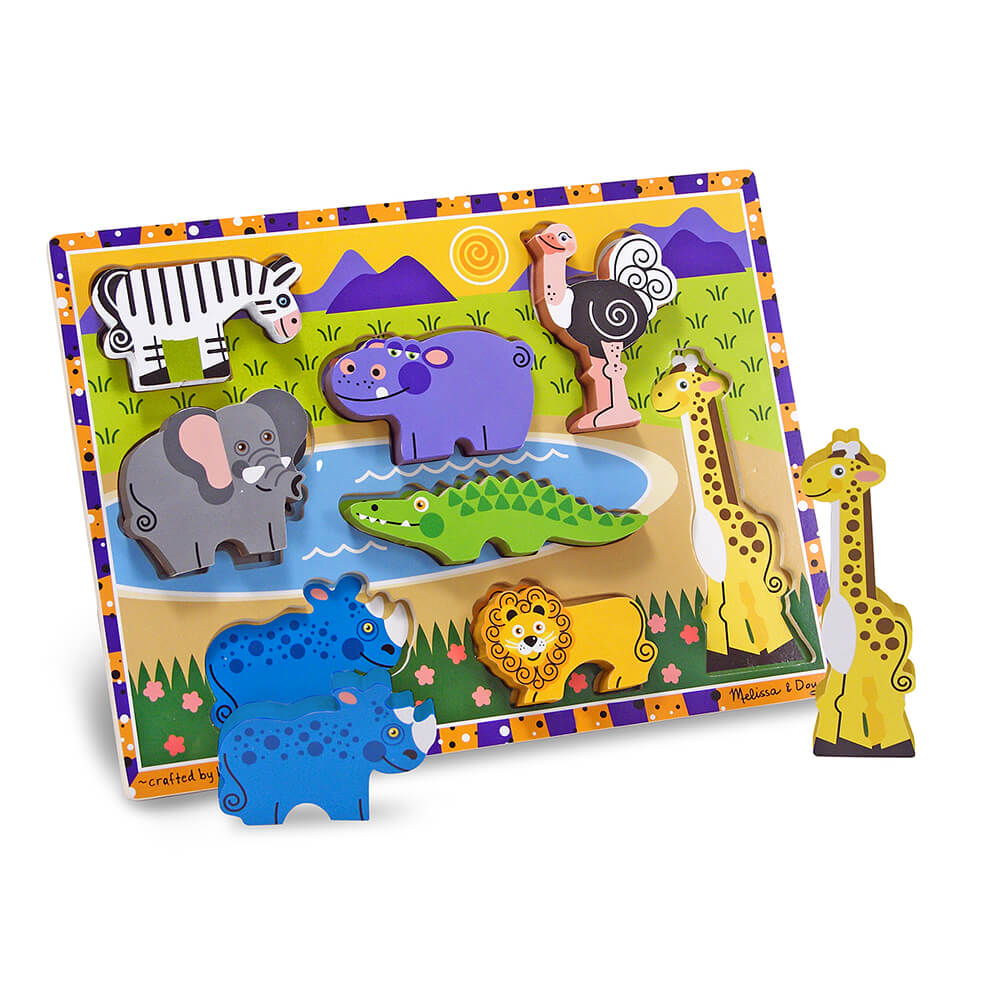 Chunky Puzzle, Safari animals. Puzzle lemn in relief, Safari