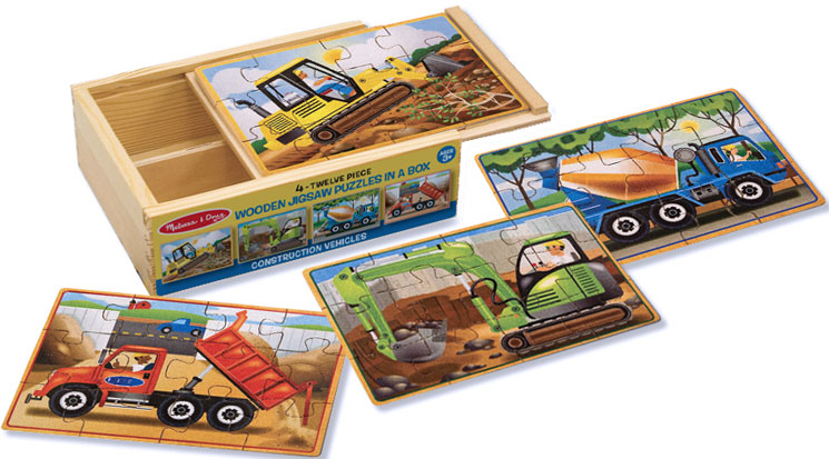 Wooden puzzles. Set 4 puzzle lemn, Vehicule pentru constructii