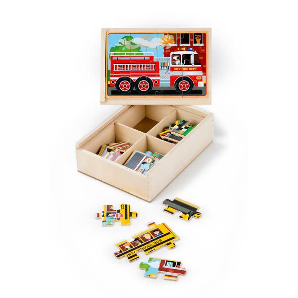 Wooden puzzles. Set 4 puzzle lemn, Vehicule