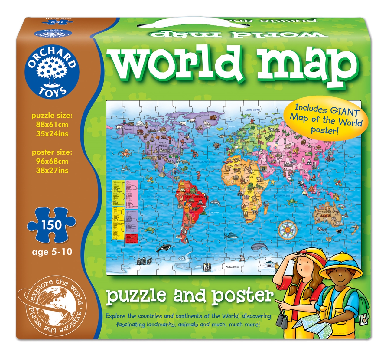 Puzzle si poster Harta lumii (engleza 150 piese) - Worls Map Puzzle & Poster