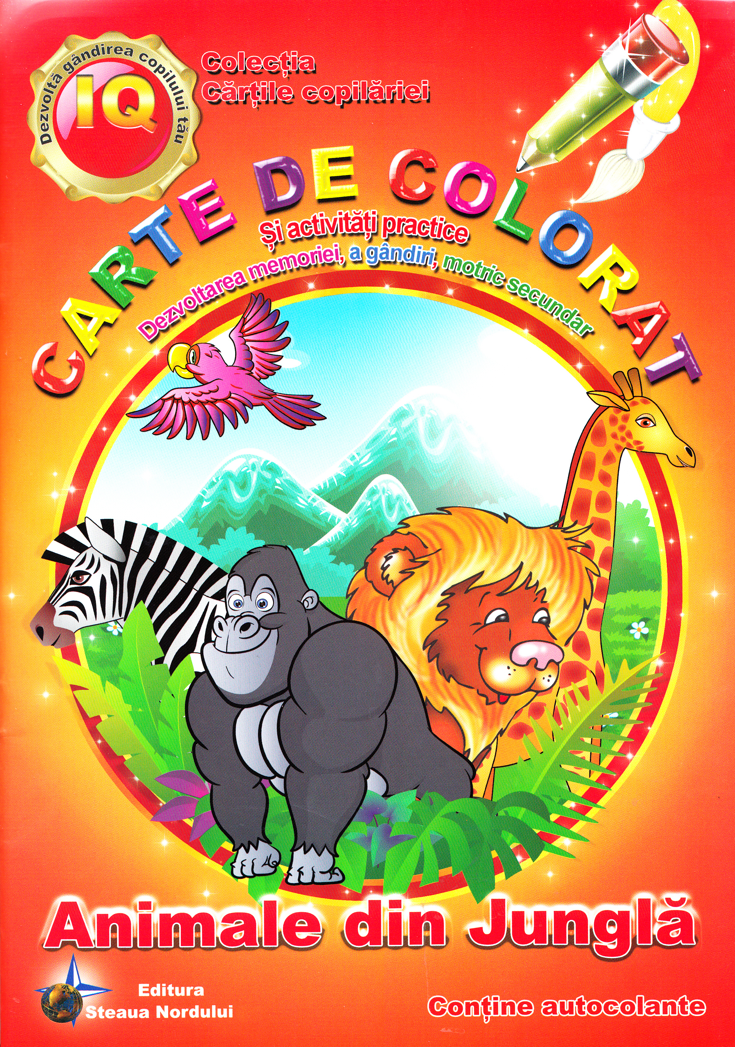 Animale din jungla - Carte de colorat si activitati practice